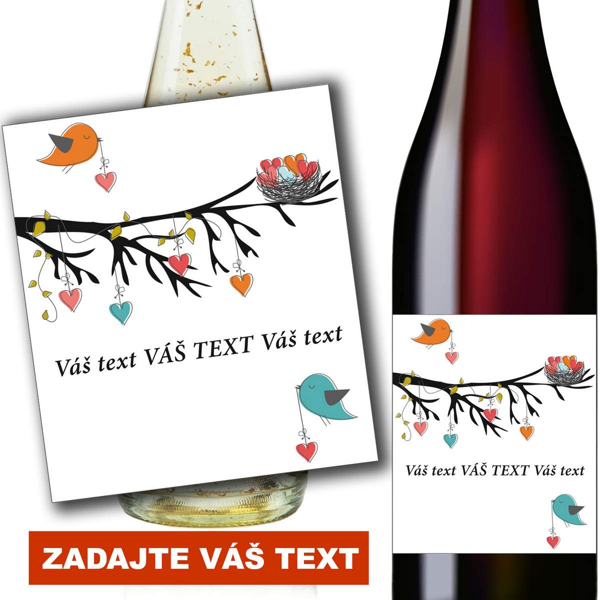 Personalizované víno - Váš text - Ptáci