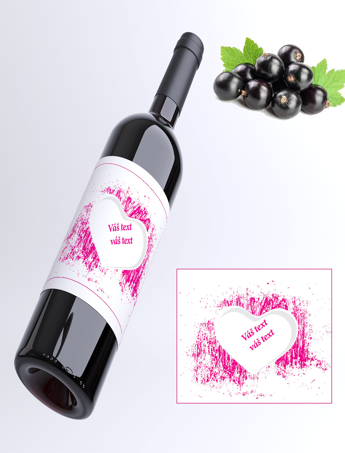 Srdce pink - Váš text - rybízové víno