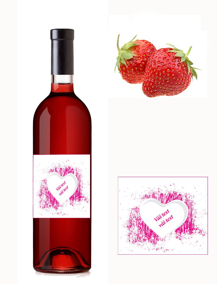 Srdce pink - Váš text - Jahodové víno 