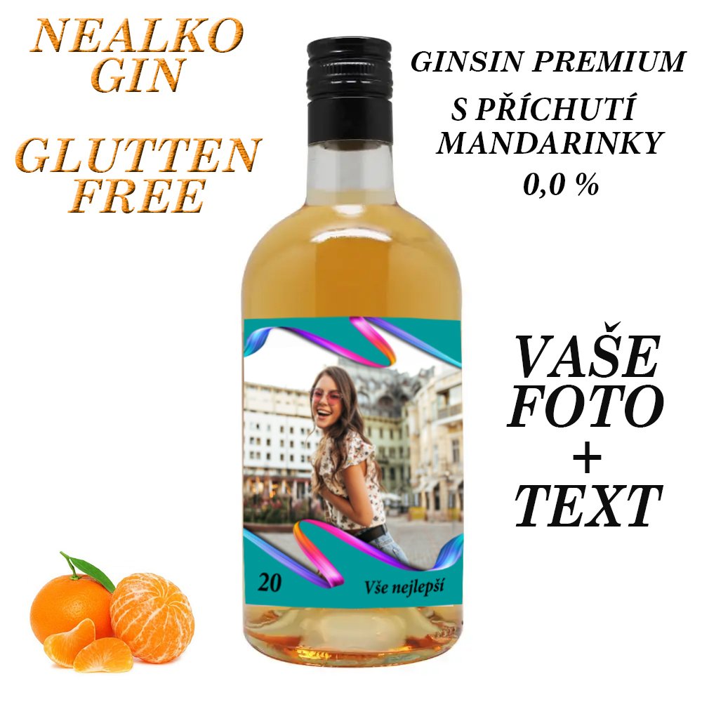 Nealko GINSIN premium mandarinka - Vaše foto + text - barevná vlnka