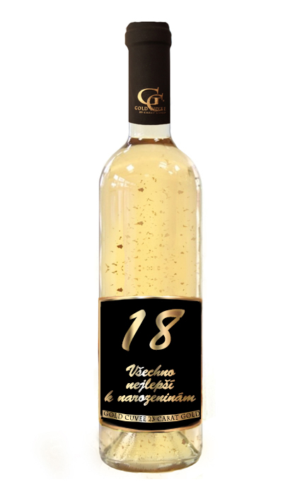 0,7L Gold Cuvee - Víno se zlatými lístky 23 karát Narozeniny 18 let