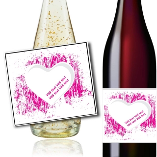 Srdce pink - Váš text - dárková vína