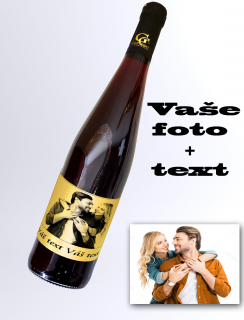 Frankovka Modrá - Foto víno vlastní text a obrázek 0,75L (Zlatý podklad)